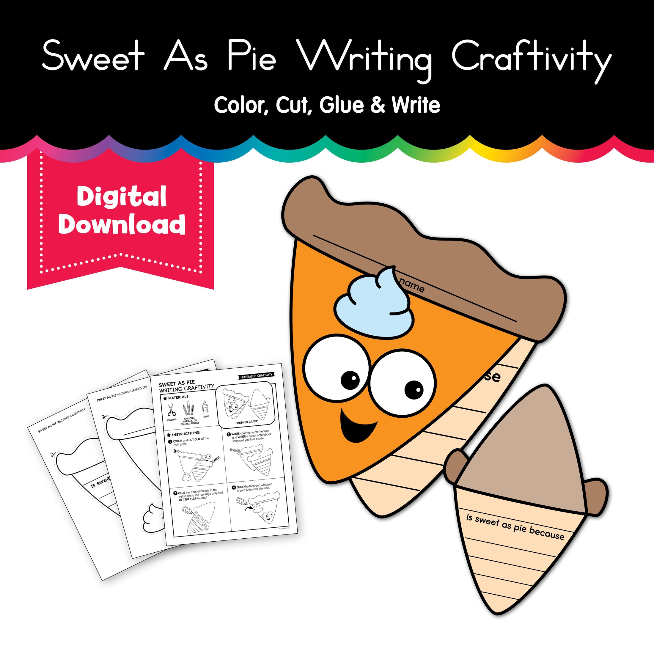 Printable Sweet As Pie Writing Craftivity