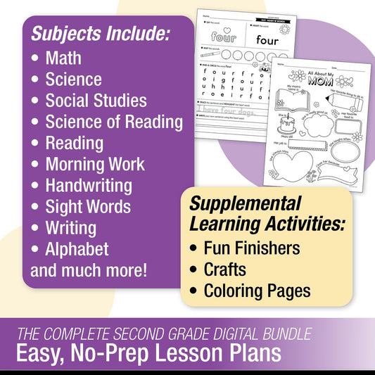 Printable Second Grade May Homeschool Curriculum Bundle