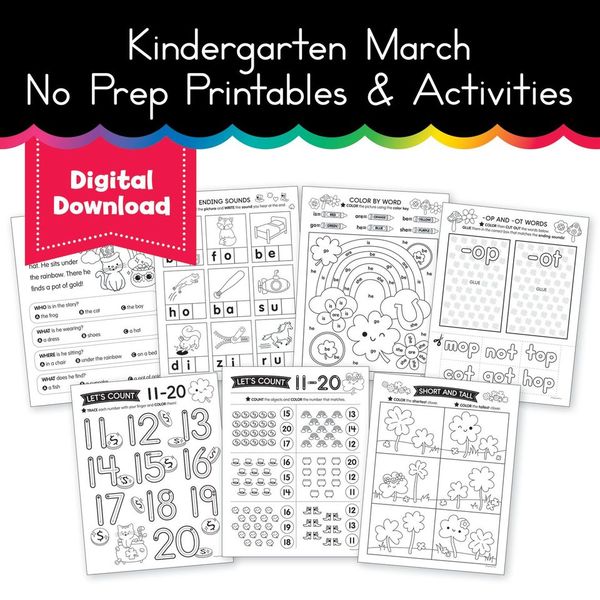 Kindergarten March No Prep Printables & Activities