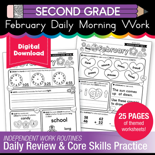Printable Second Grade February Daily Morning Work
