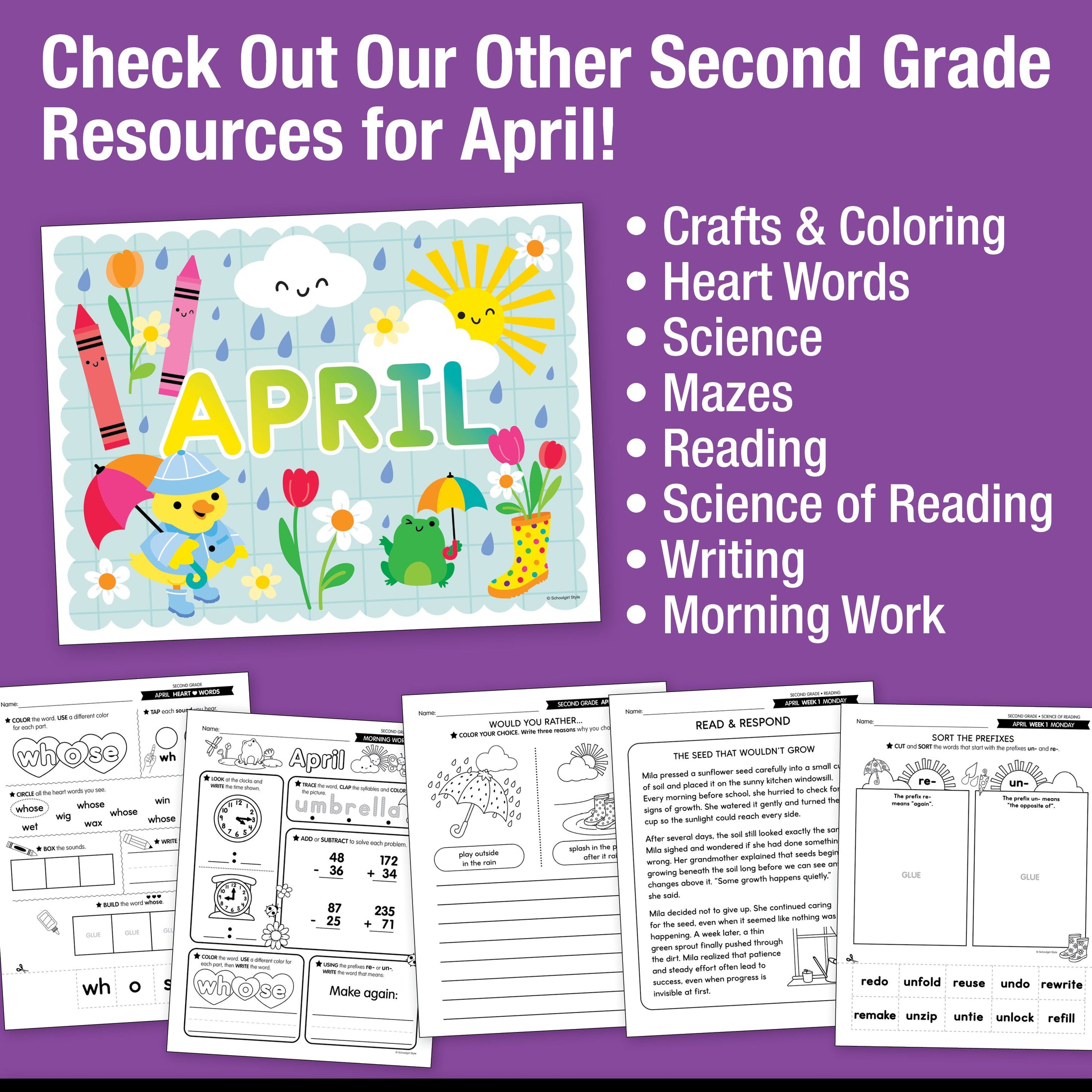 Printable Second Grade April Daily Math