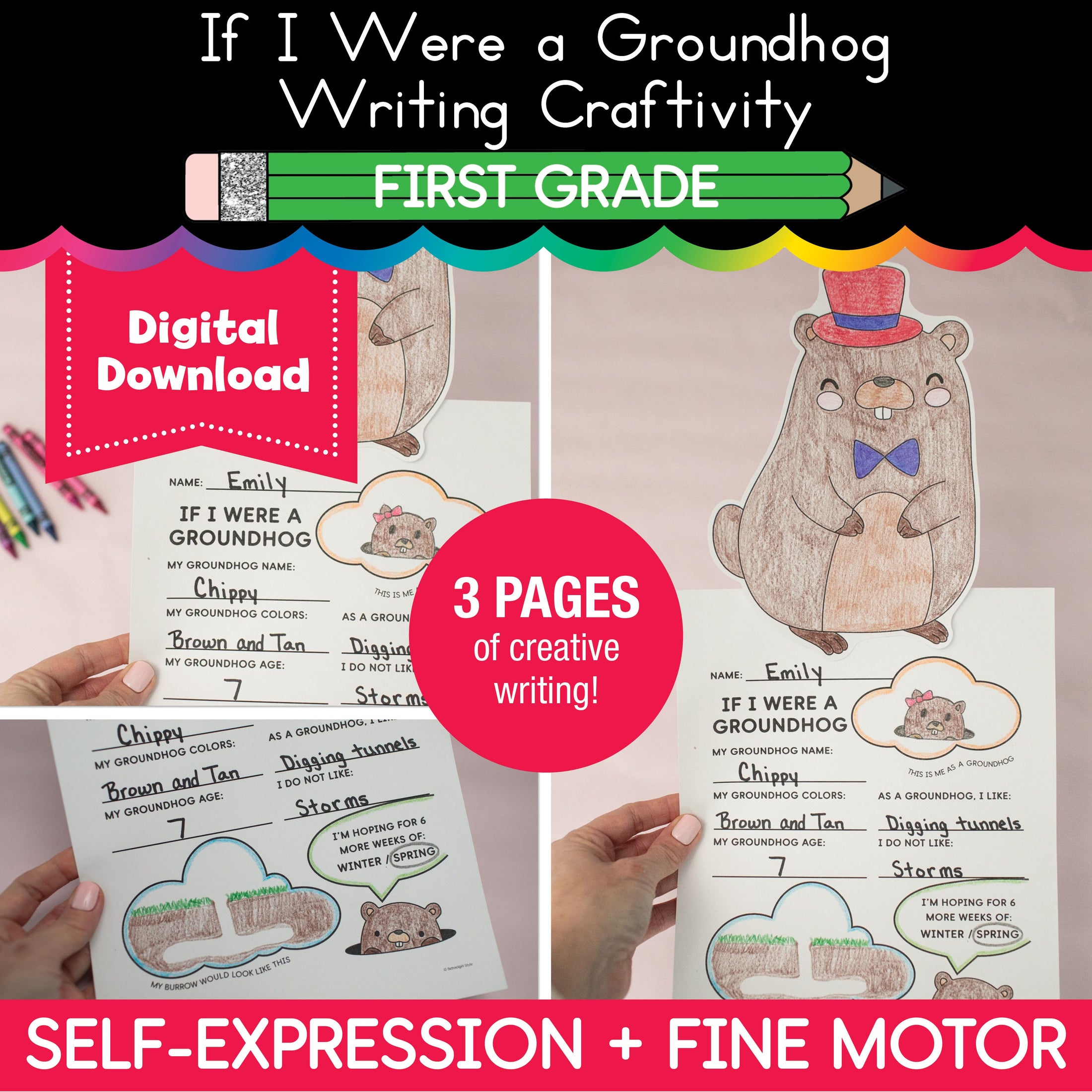 Printable February If I Were A Groundhog Craftivity