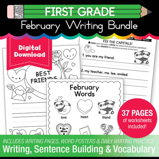 Printable First Grade February Writing Bundle
