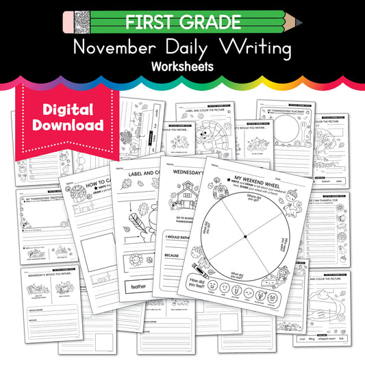 Printable First Grade November Daily Writing