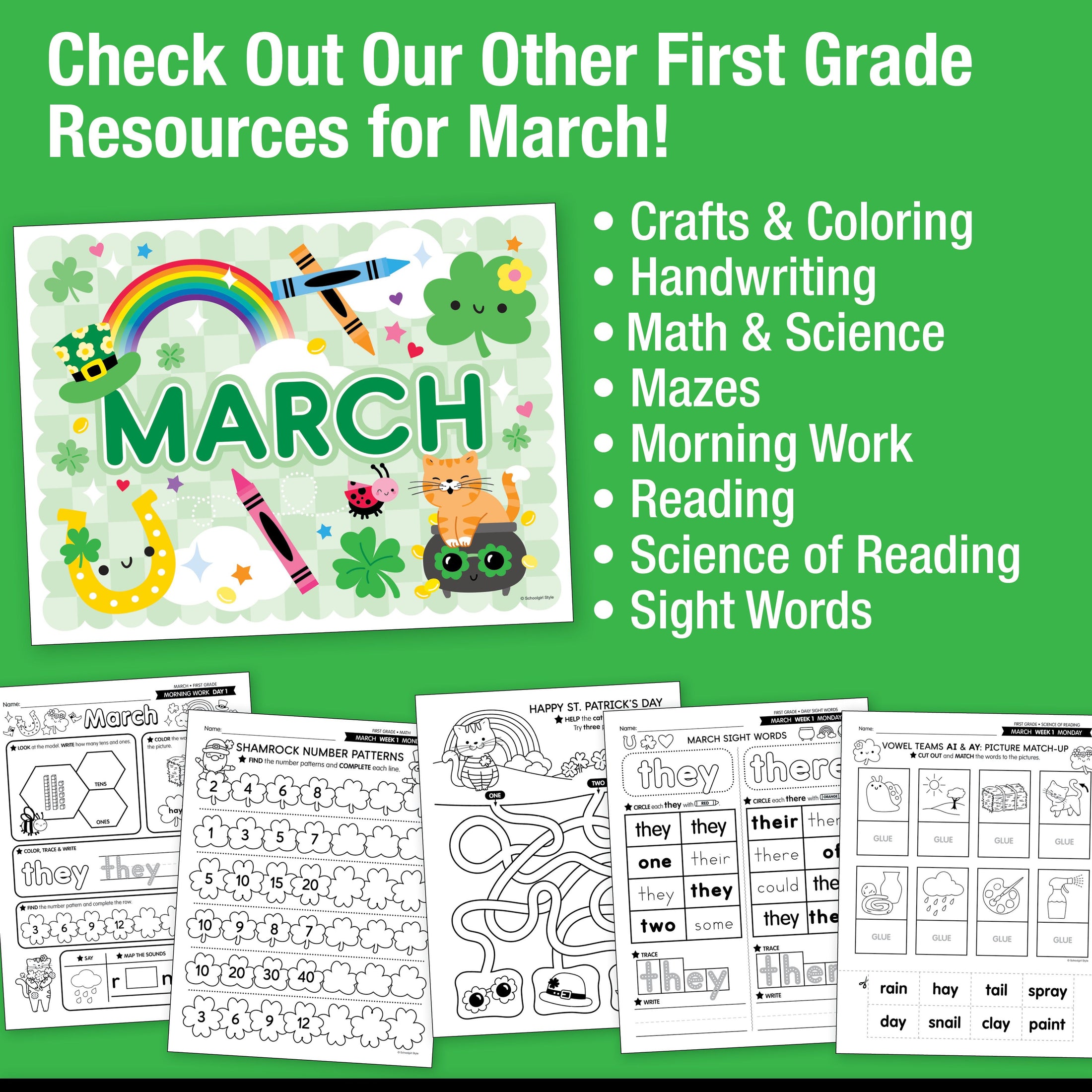 Printable First Grade March Daily Writing