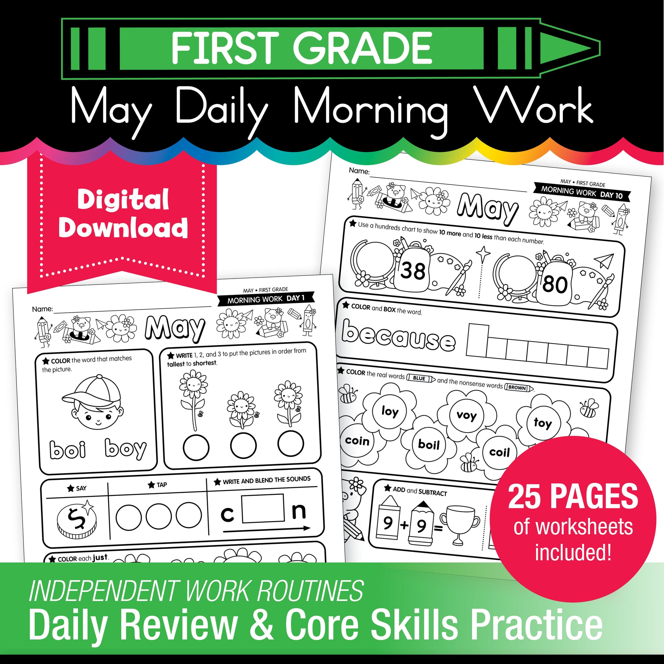 Printable First Grade May Daily Morning Work