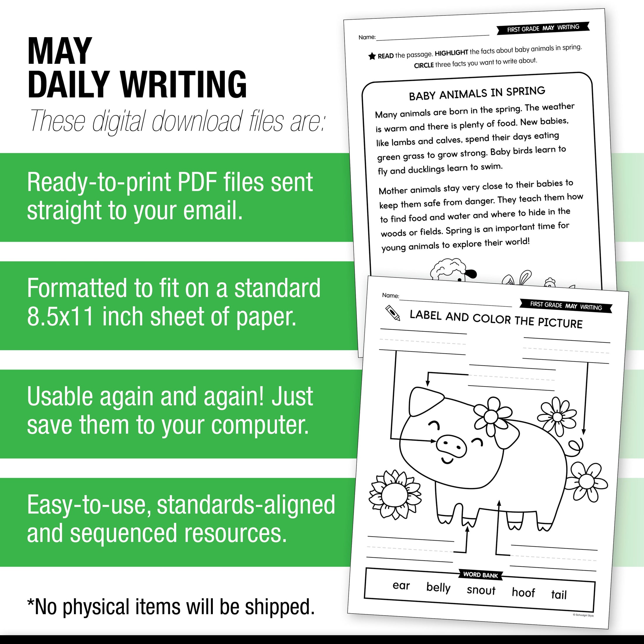 Printable First Grade May Daily Writing