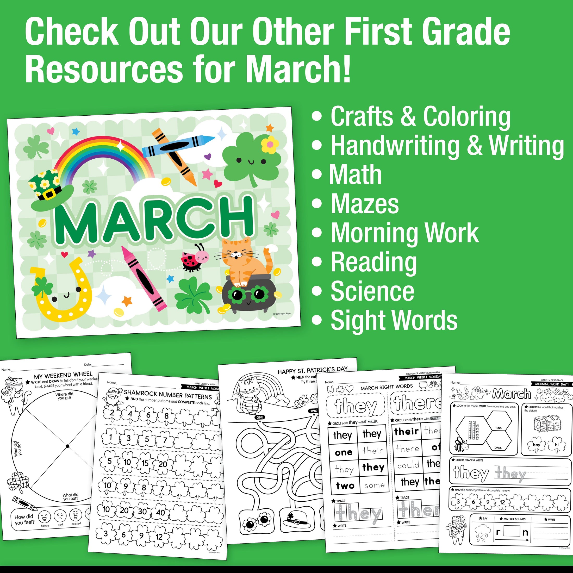 Printable First Grade March Daily Science of Reading
