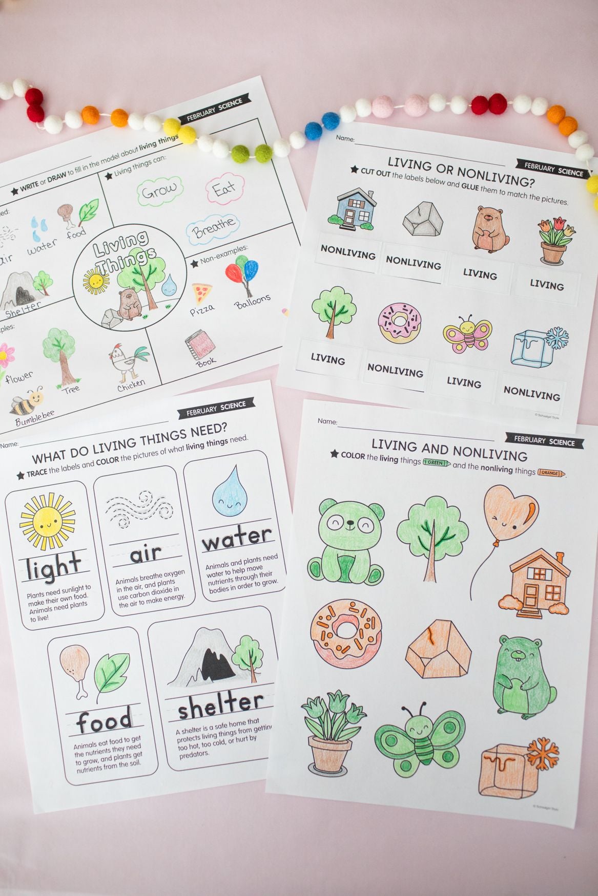 Printable February Science Living vs. Nonliving