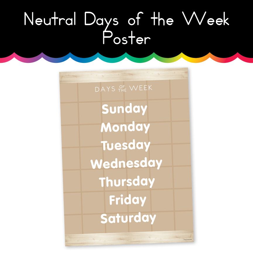 Neutral | Days of the Week | Home Learning Poster