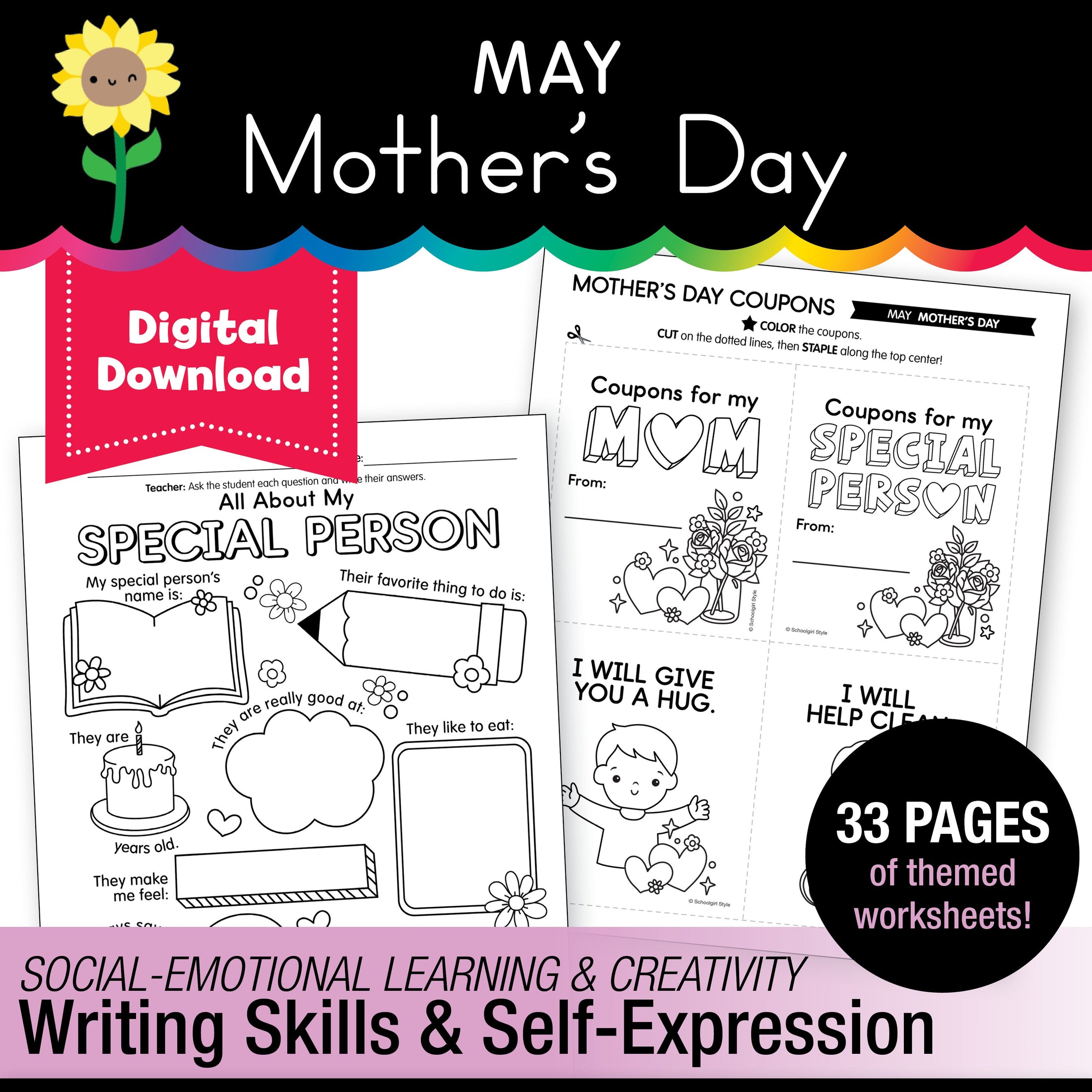 Printable No-Prep Mother's Day Keepsake Pack: Crafts, Writing & Activities (PreK-3)