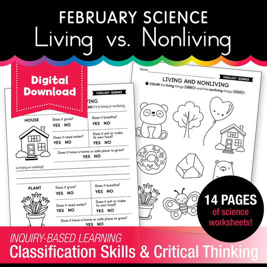 Printable February Science Living vs. Nonliving