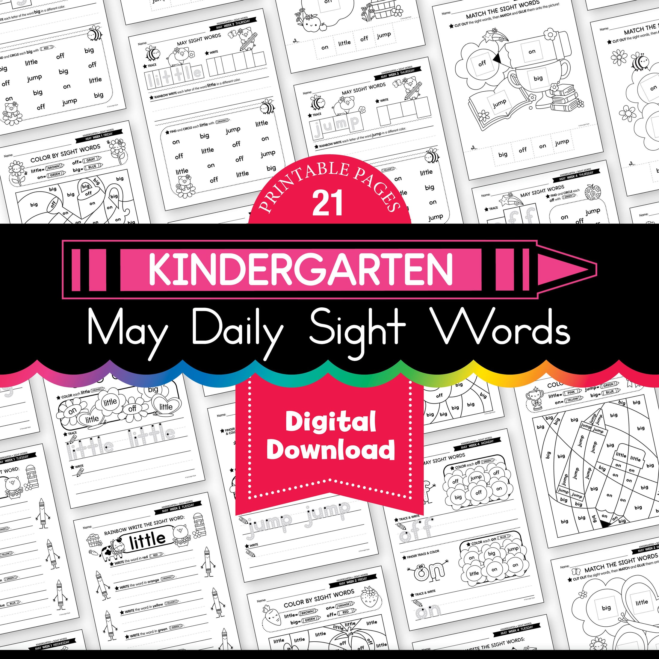 Printable Kindergarten May Daily Sight Words