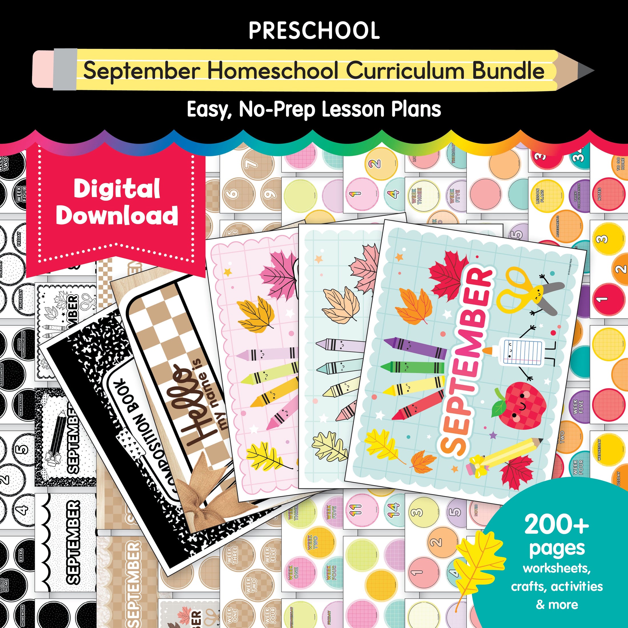 Preschool September Homeschool Thematic Unit Bundle