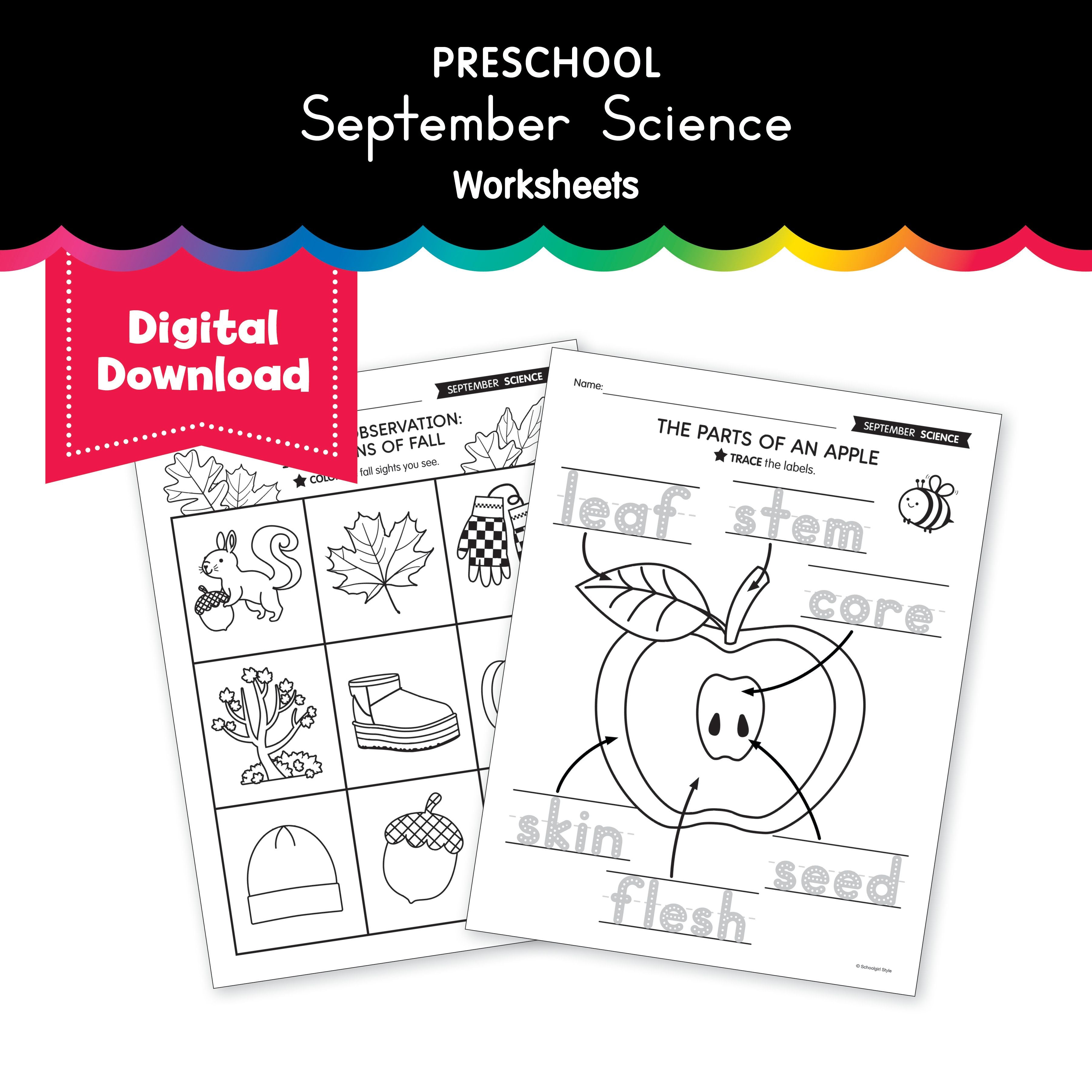 Preschool September Science Worksheets - Playground Press
