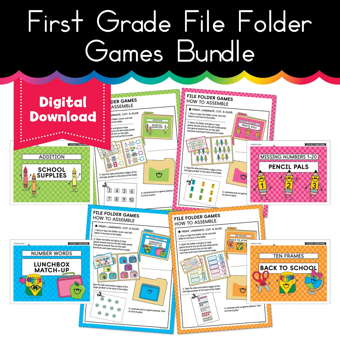 Printable Fall September First Grade File Folder Games