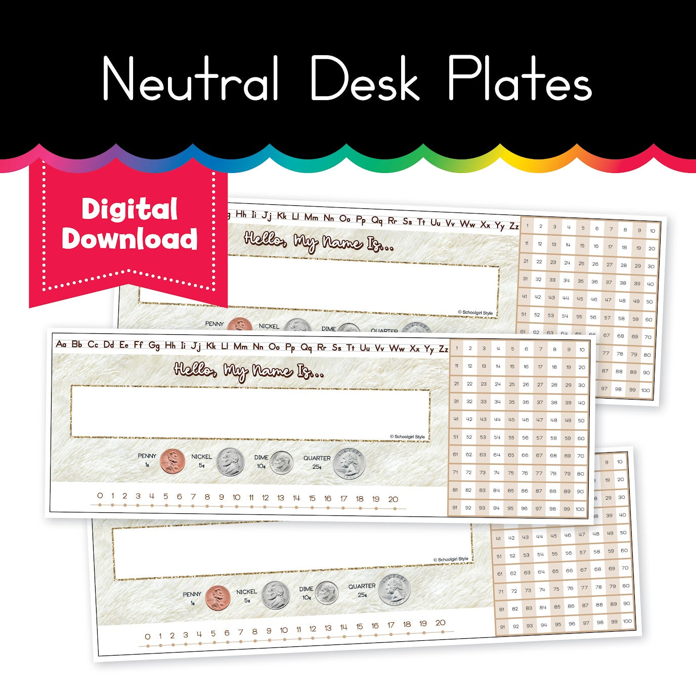 Neutral Desk Plates 