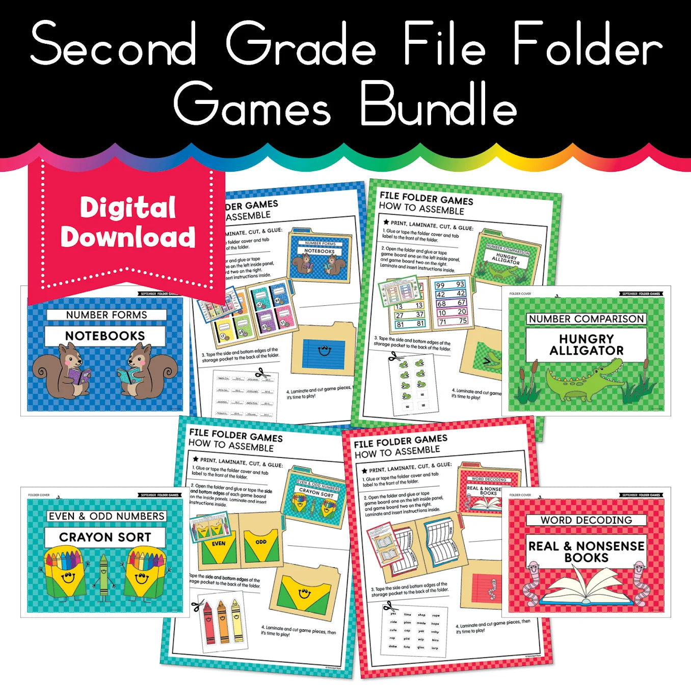 Printable Fall September Second Grade File Folder Games