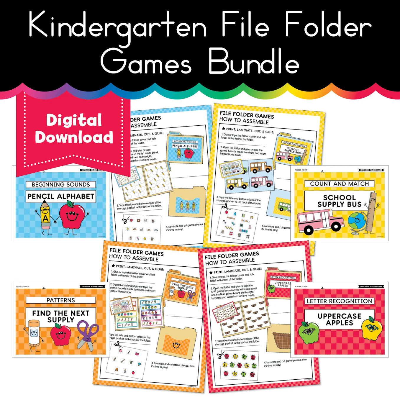 Printable Fall September Kindergarten File Folder Games