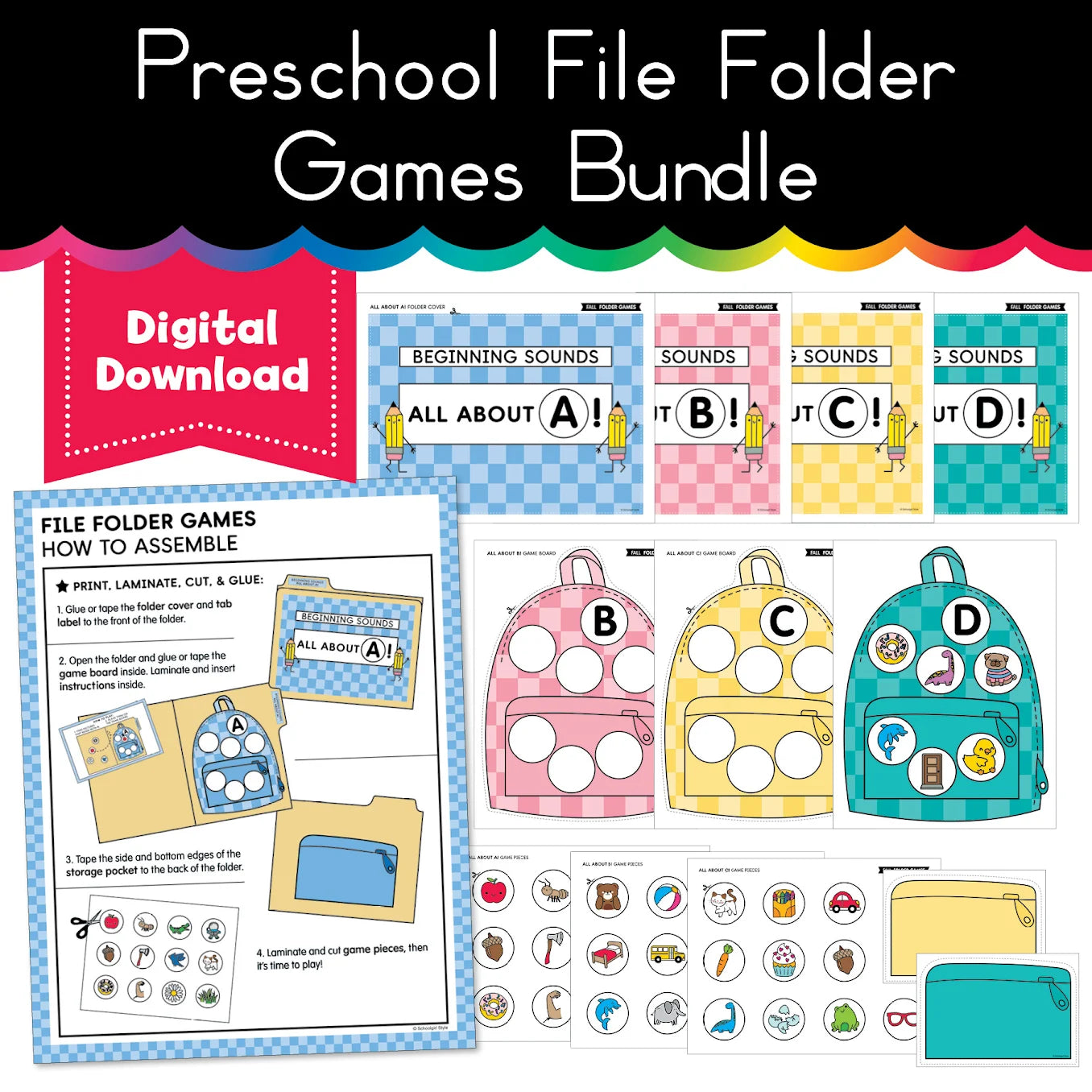 Printable Fall September Preschool File Folder Games