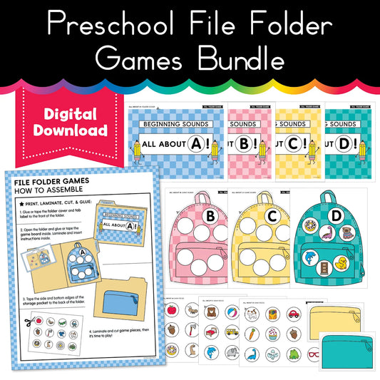 Printable Fall September Preschool File Folder Games