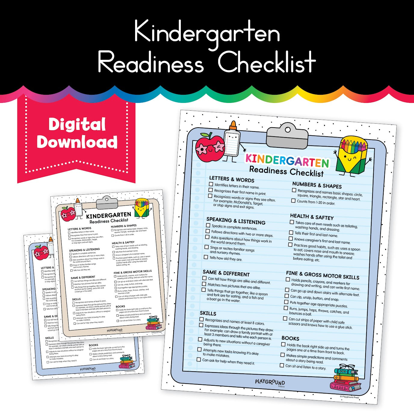Kindergarten Checklist.pdf Kindergarten Readiness Checklist - Playground Press