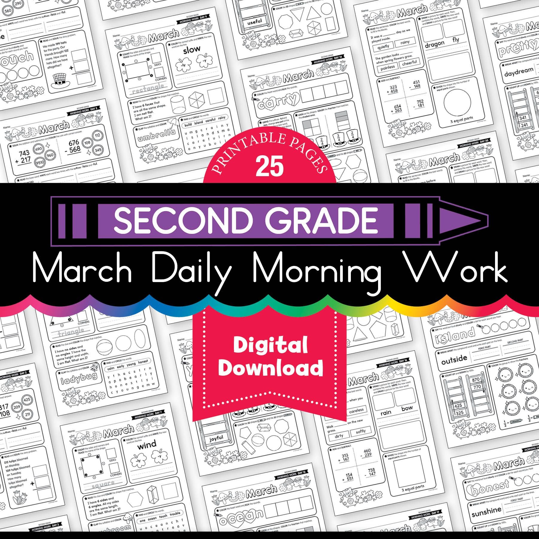Printable Second Grade March Daily Morning Work