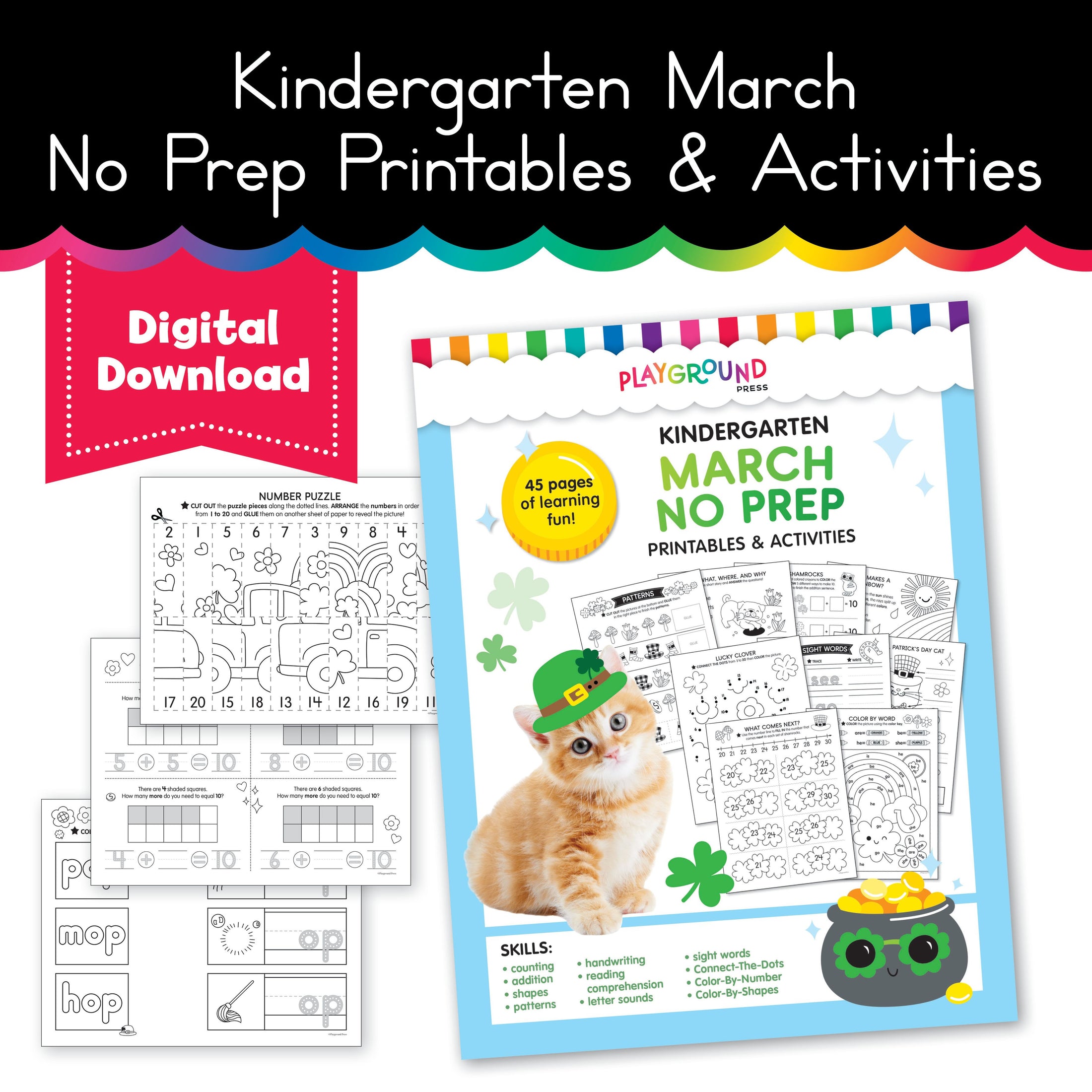 Kindergarten March No Prep Printables & Activities