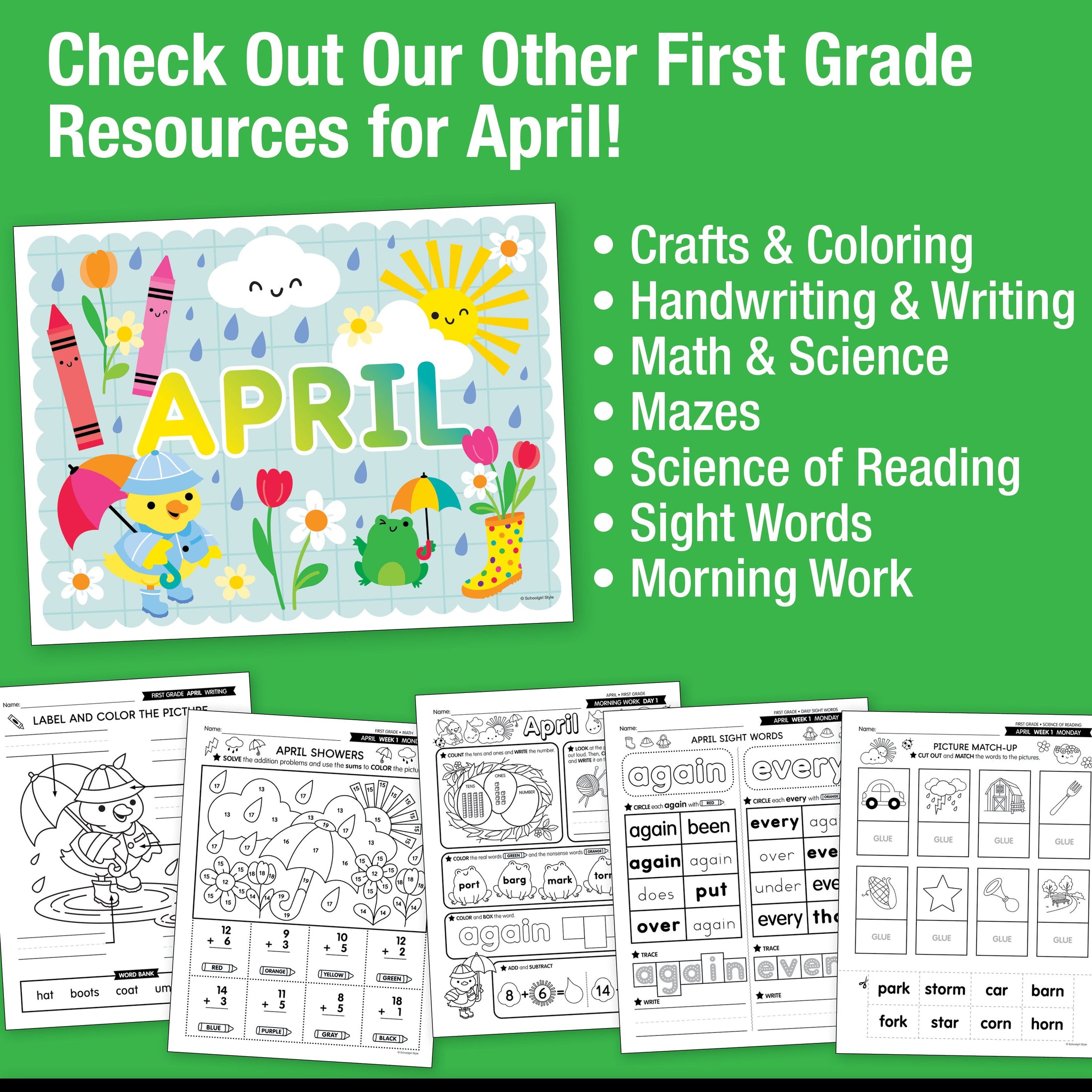 Printable First Grade April Daily Reading
