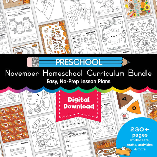 Printable Preschool November Thematic Unit Bundle