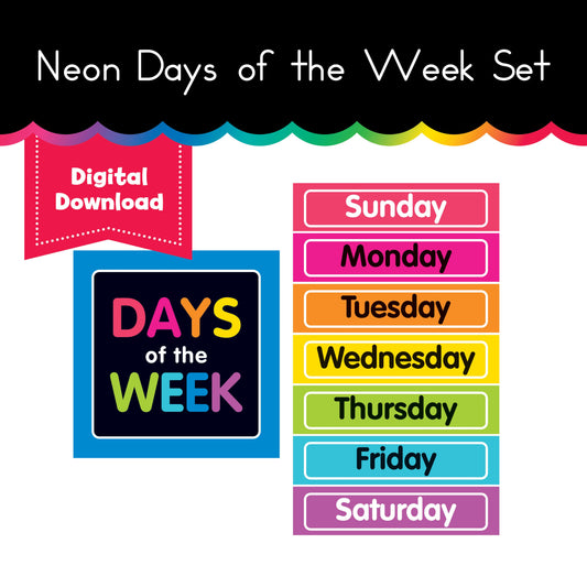 Neon Days of the Week Printable