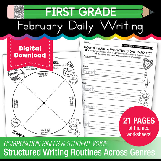 Printable First Grade February Daily Writing