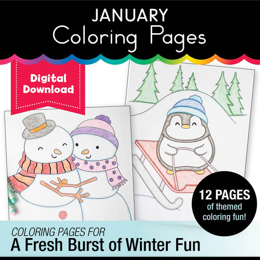 Free Printable January Coloring Pages Pack 2