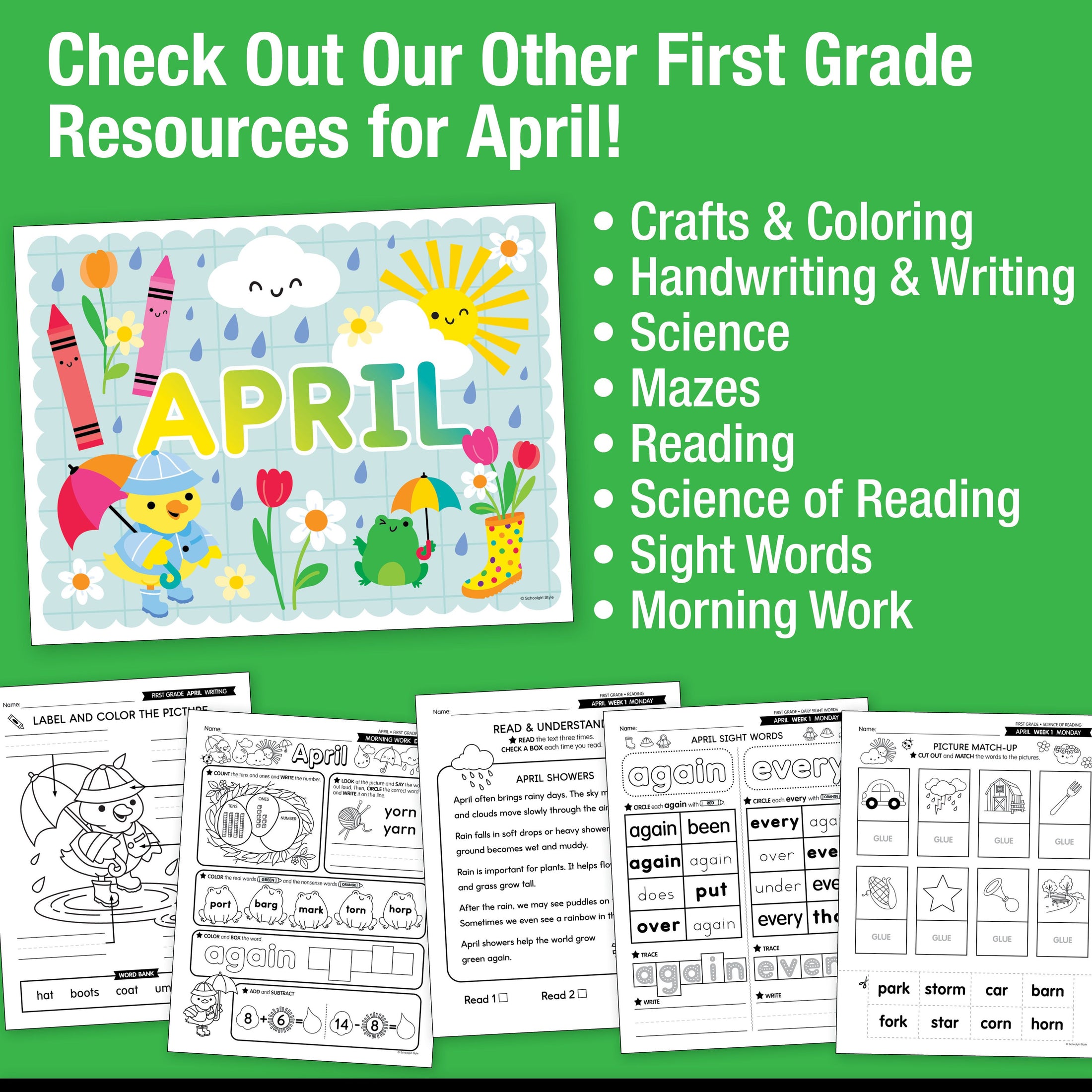 Printable First Grade April Daily Math