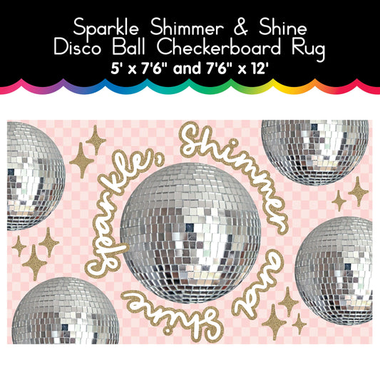 Sparkle Shimmer & Shine Disco Ball Checkerboard Area Rug