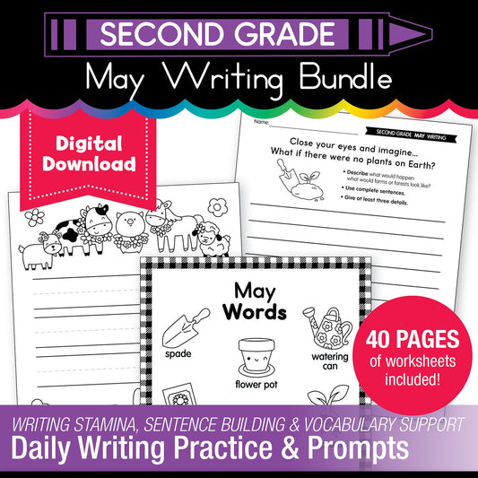 Printable Second Grade May Writing Bundle