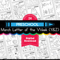 Load image into Gallery viewer, Printable Preschool March Letter of the Week (Y, Z, & Full Alphabet Review)
