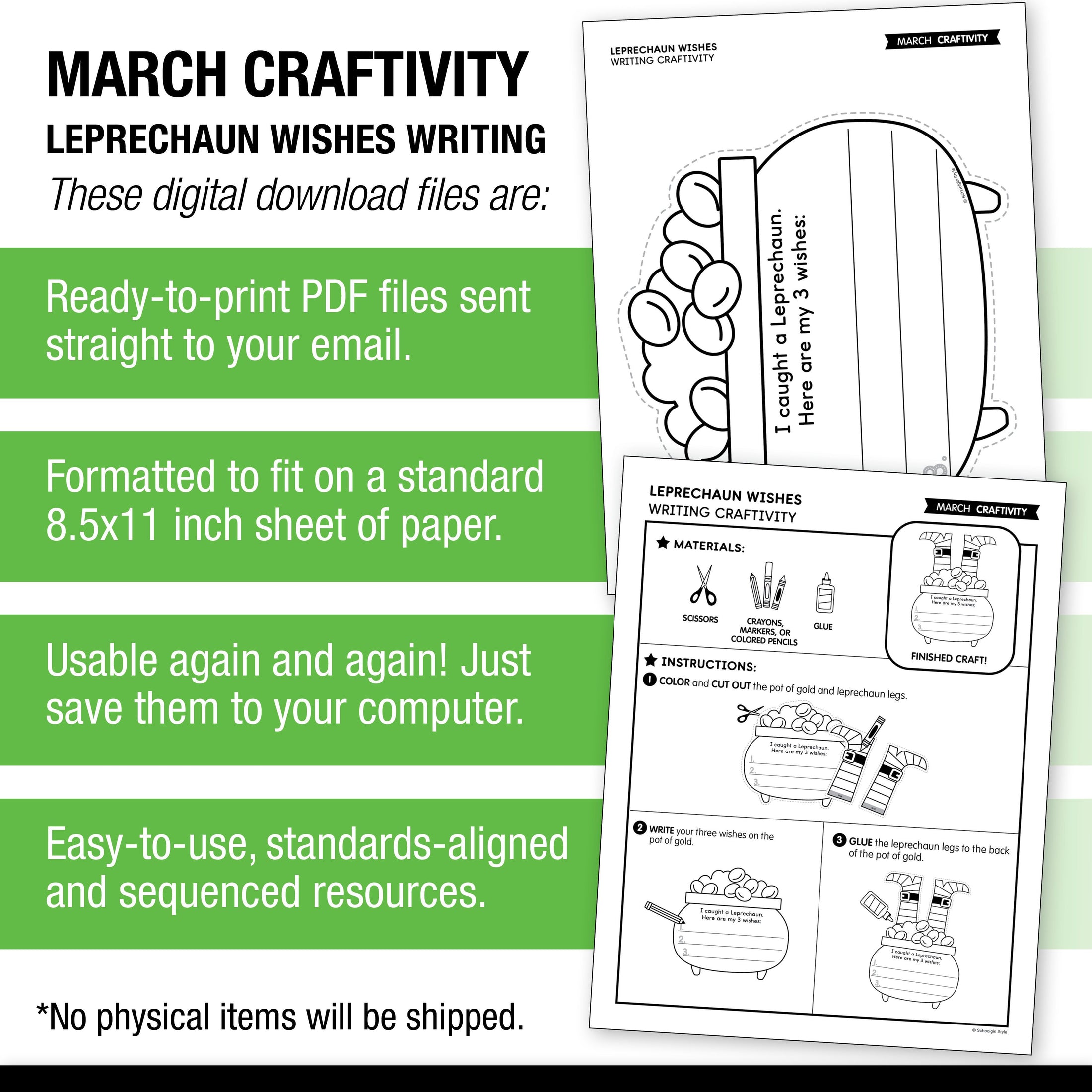 Printable March Leprechaun Wishes Craftivity