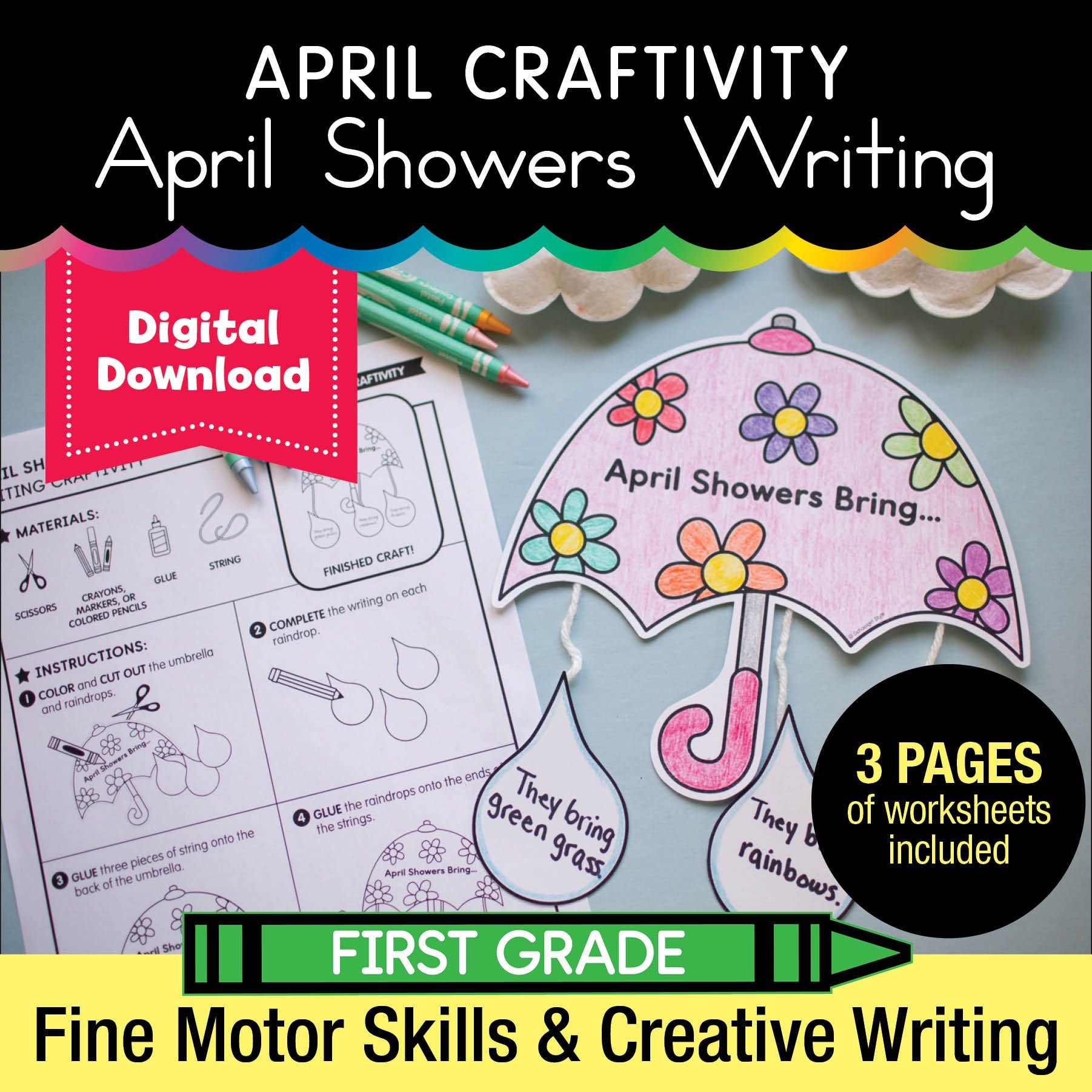 Printable April Showers Writing Craftivity