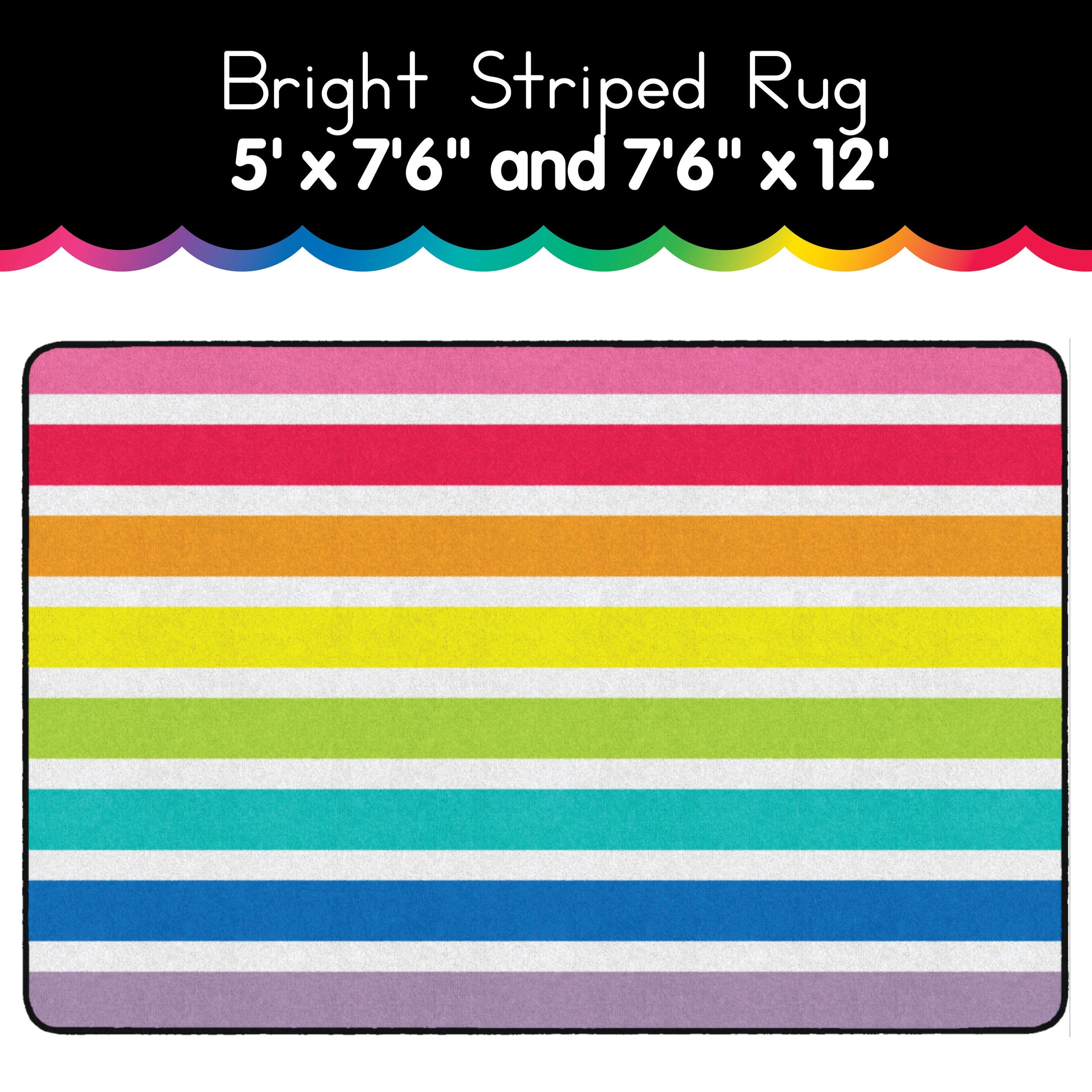 bright rainbow striped area rug