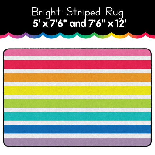 bright rainbow striped area rug