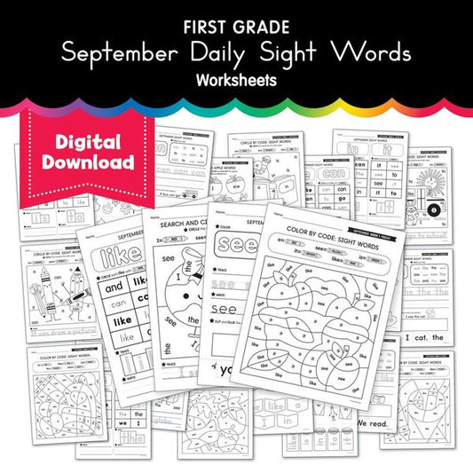 First Grade September Daily Sight Words