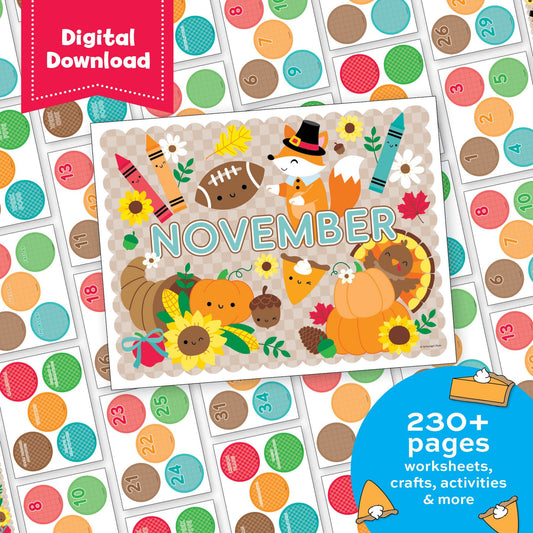Printable Preschool November Thematic Unit Bundle
