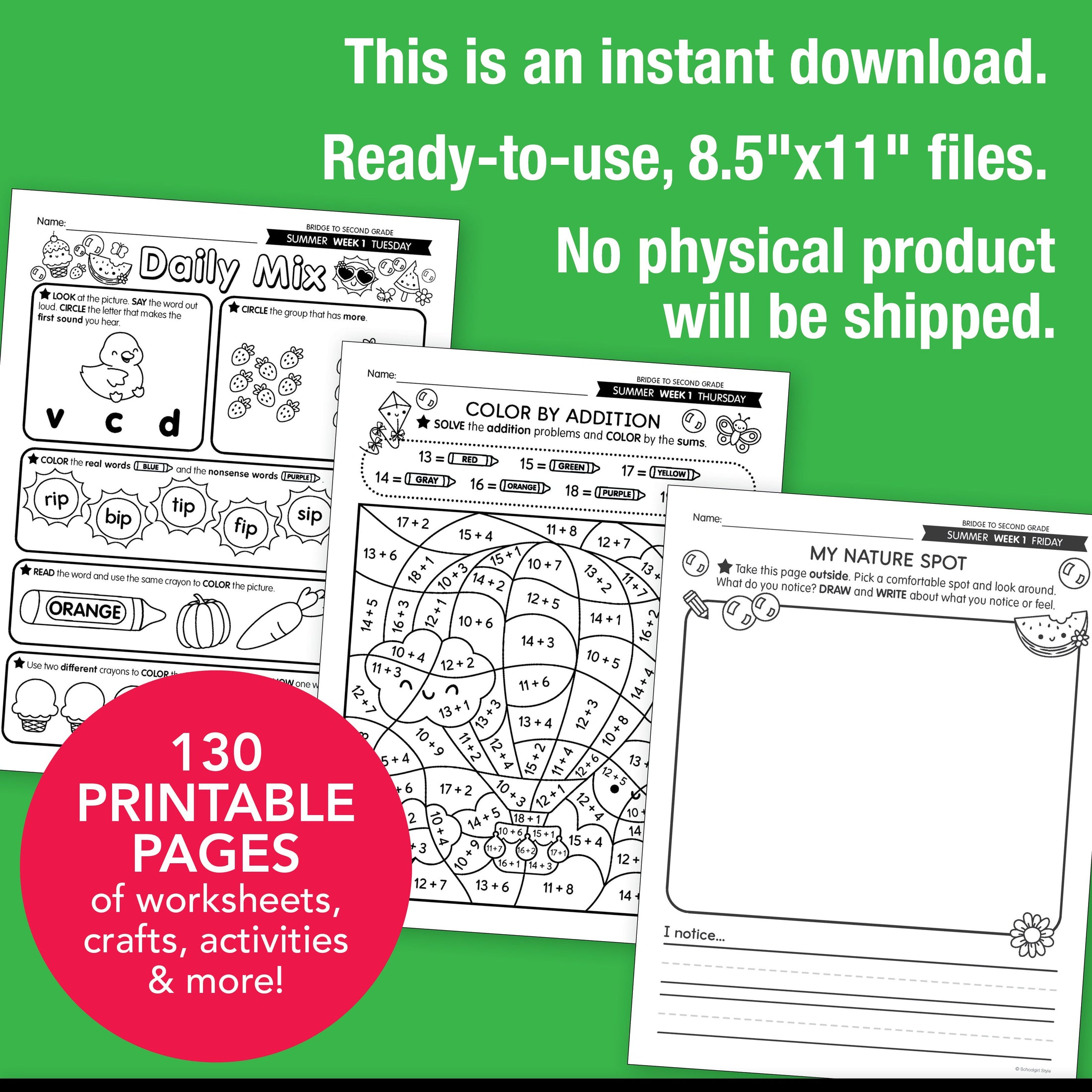 Printable Bridge To Second Grade Digital Summer Workbook