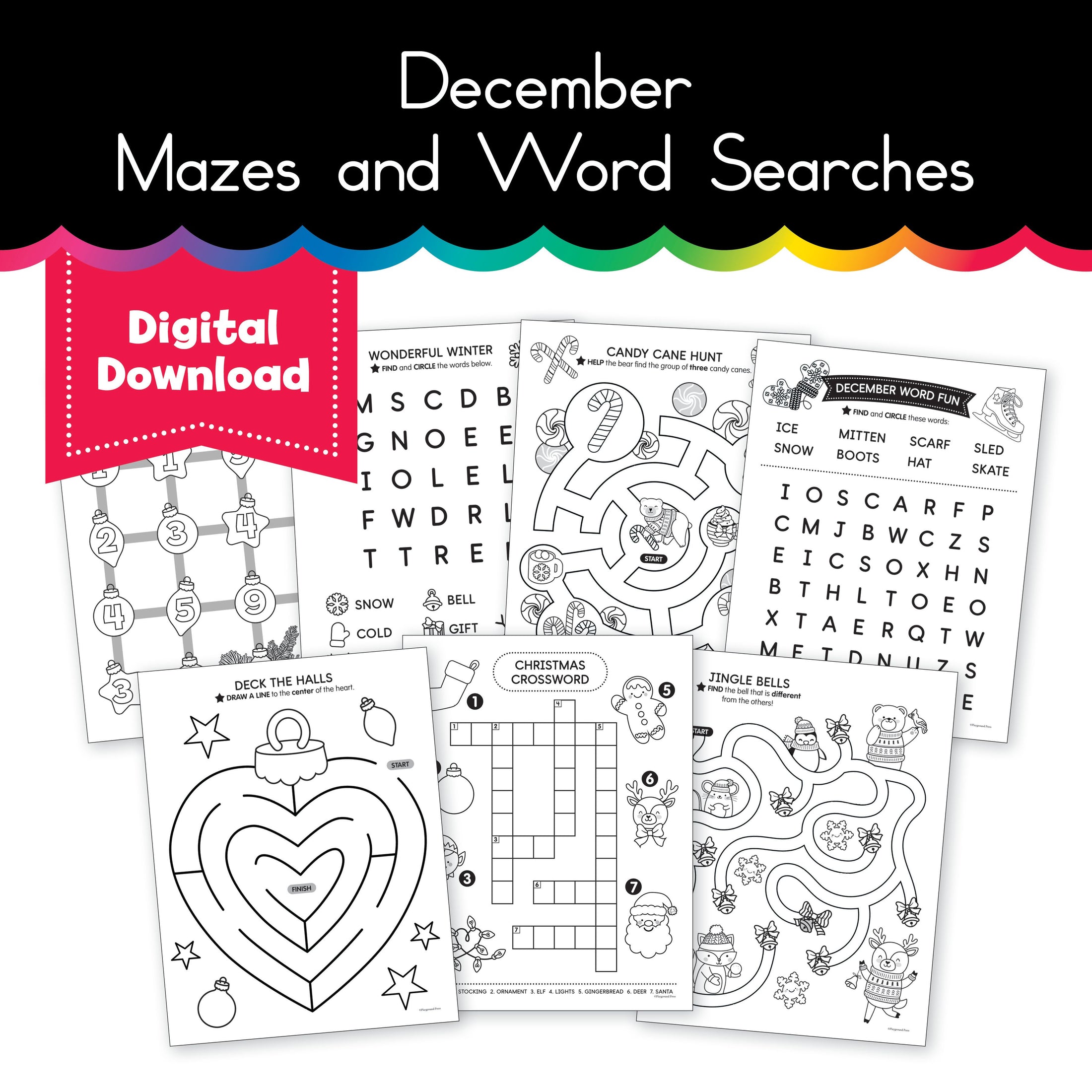 December Mazes and Word Searches Activity Pack