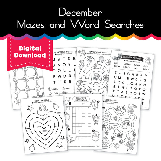 December Mazes and Word Searches Activity Pack