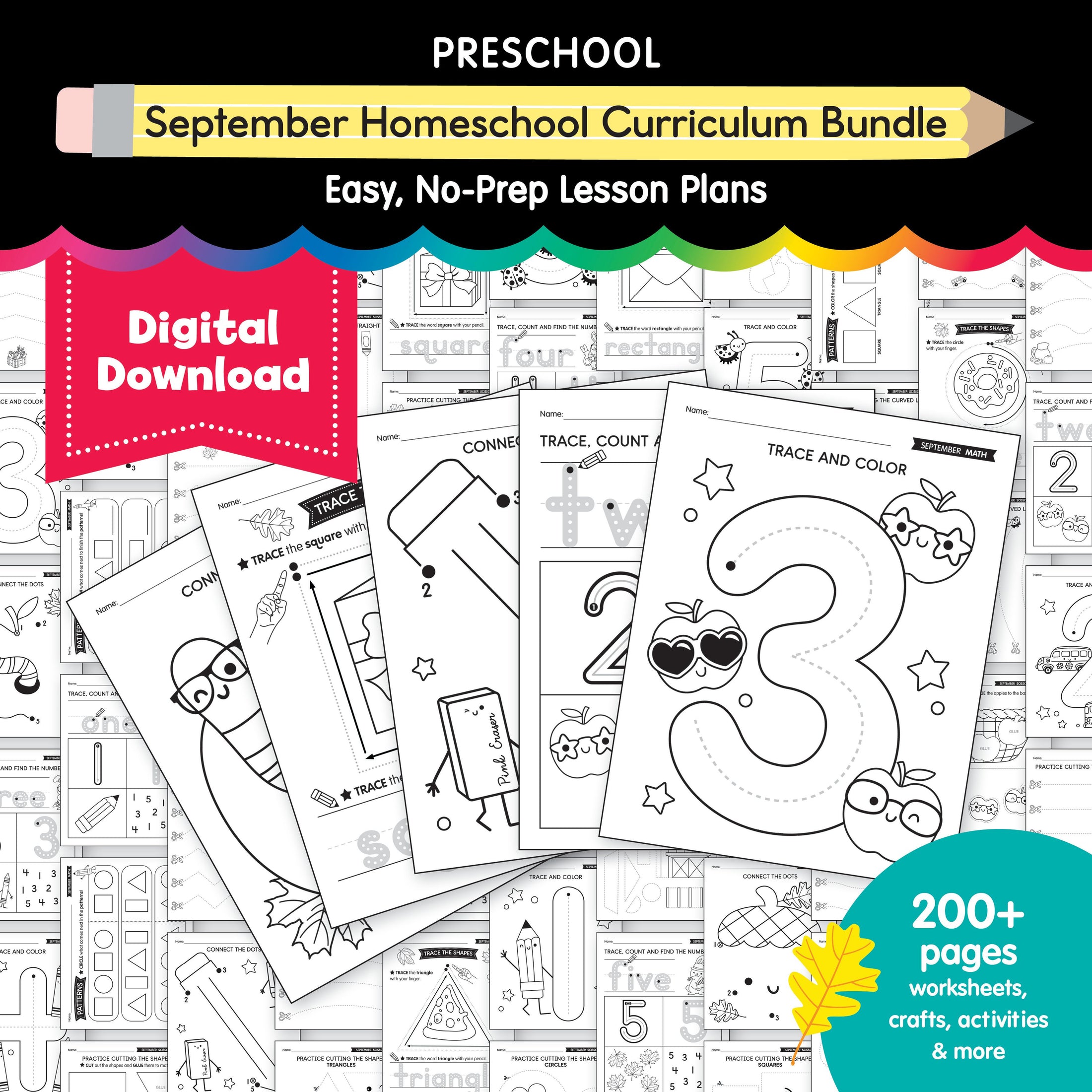Preschool September Homeschool Thematic Unit Bundle