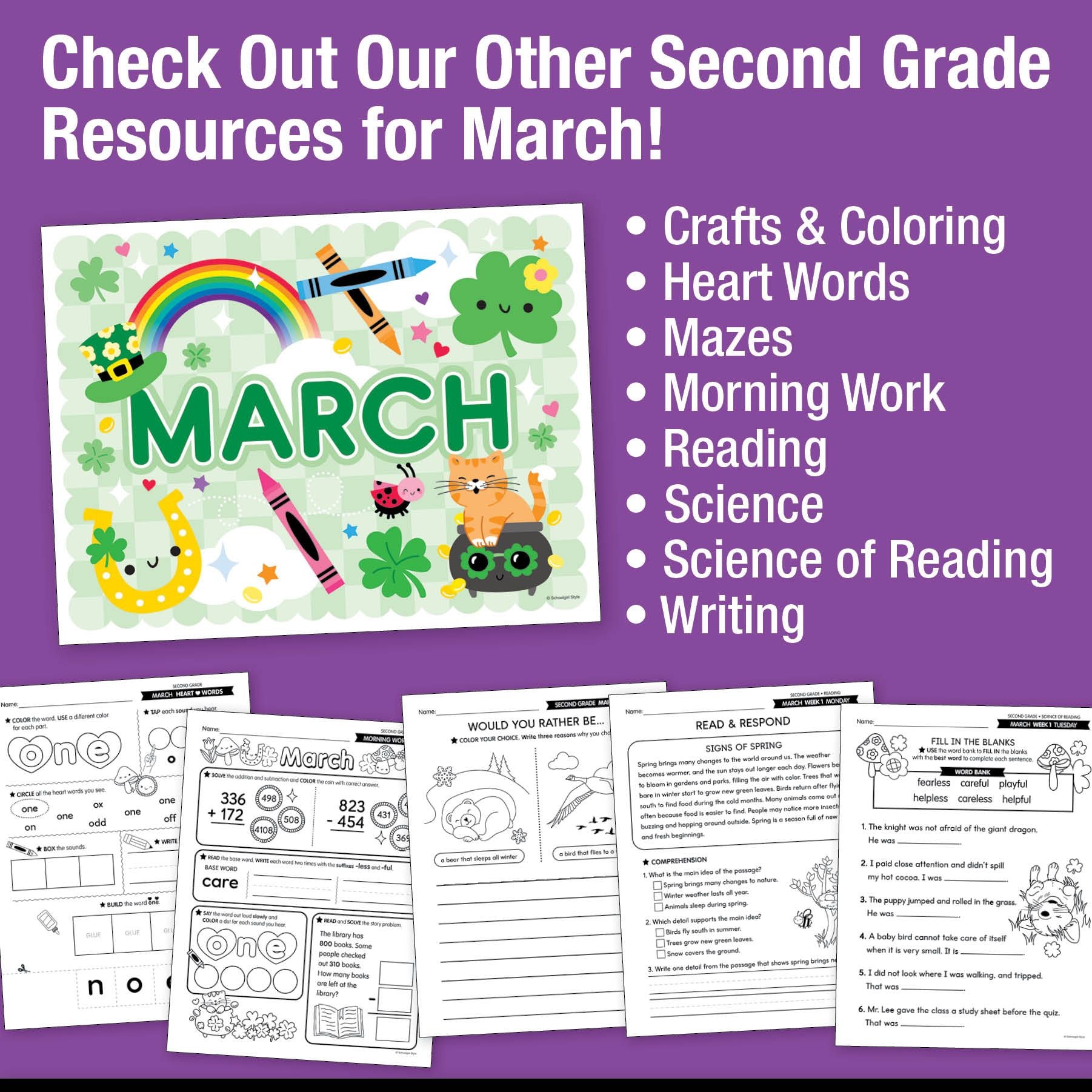 Printable Second Grade March Daily Math