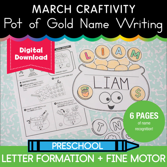 Printable March Pot of Gold Name Writing Craftivity