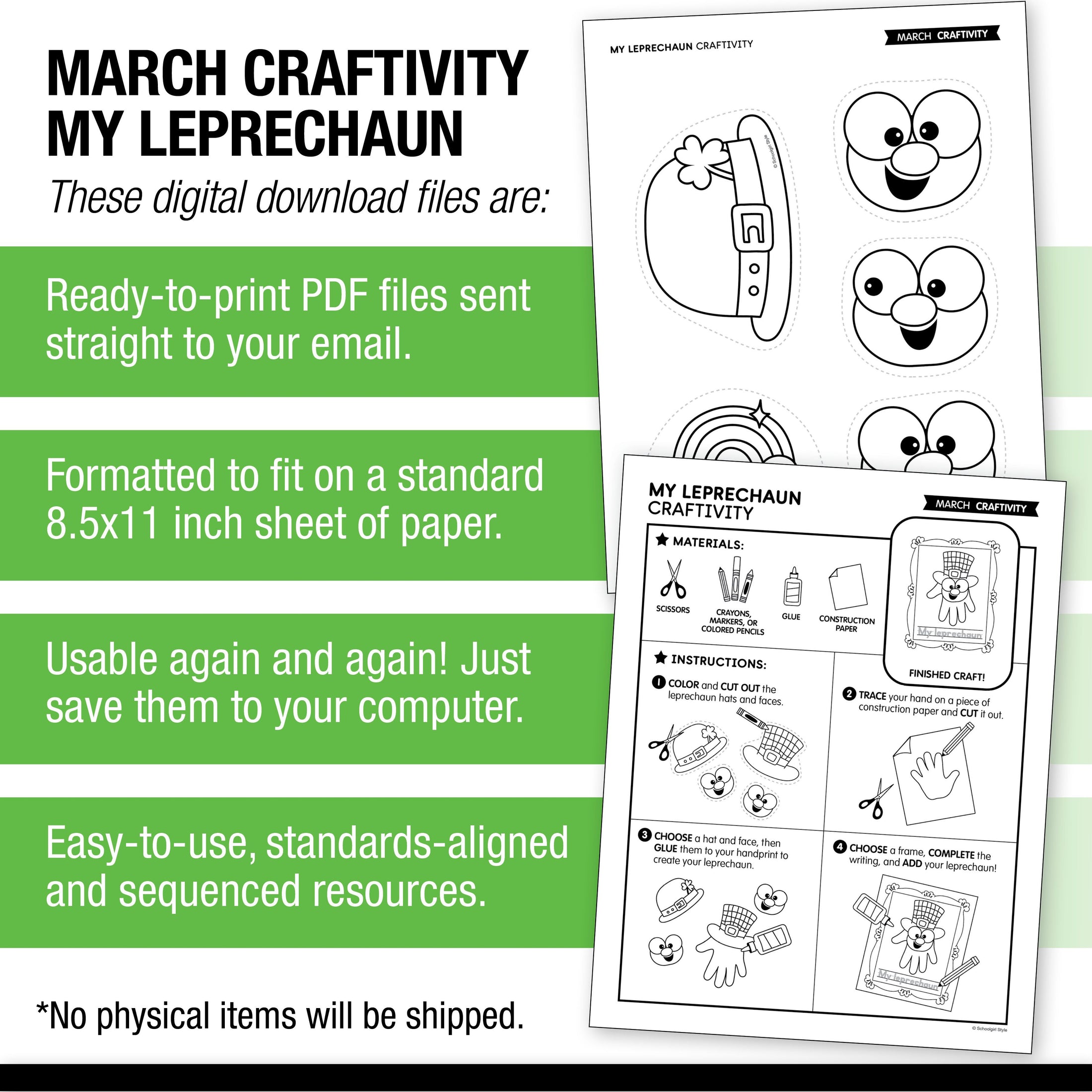 Printable March My Leprechaun Craftivity